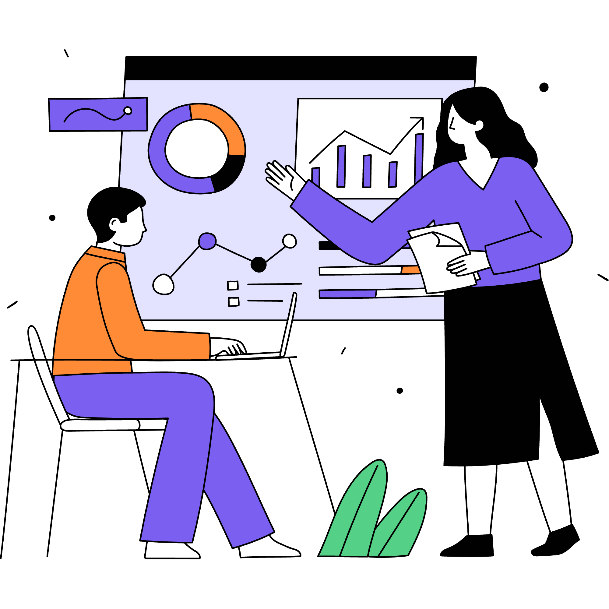 Team collaborating on mobile app development